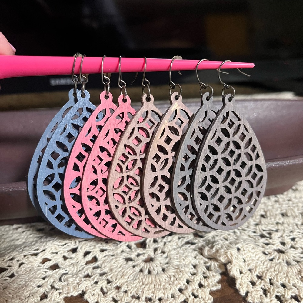 Hand Painted  Weightless Teardrop Earrings